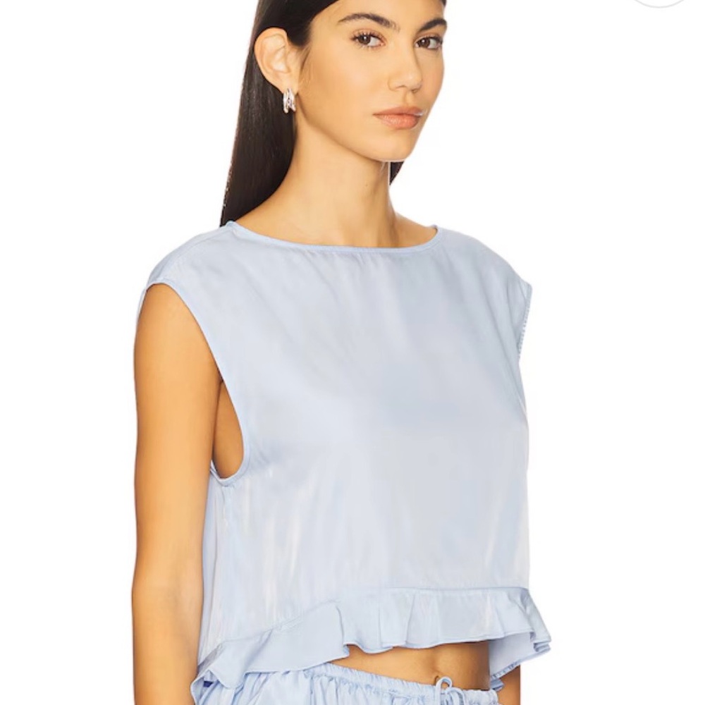 WeWoreWhat | boatneck ruffle trim top NWT